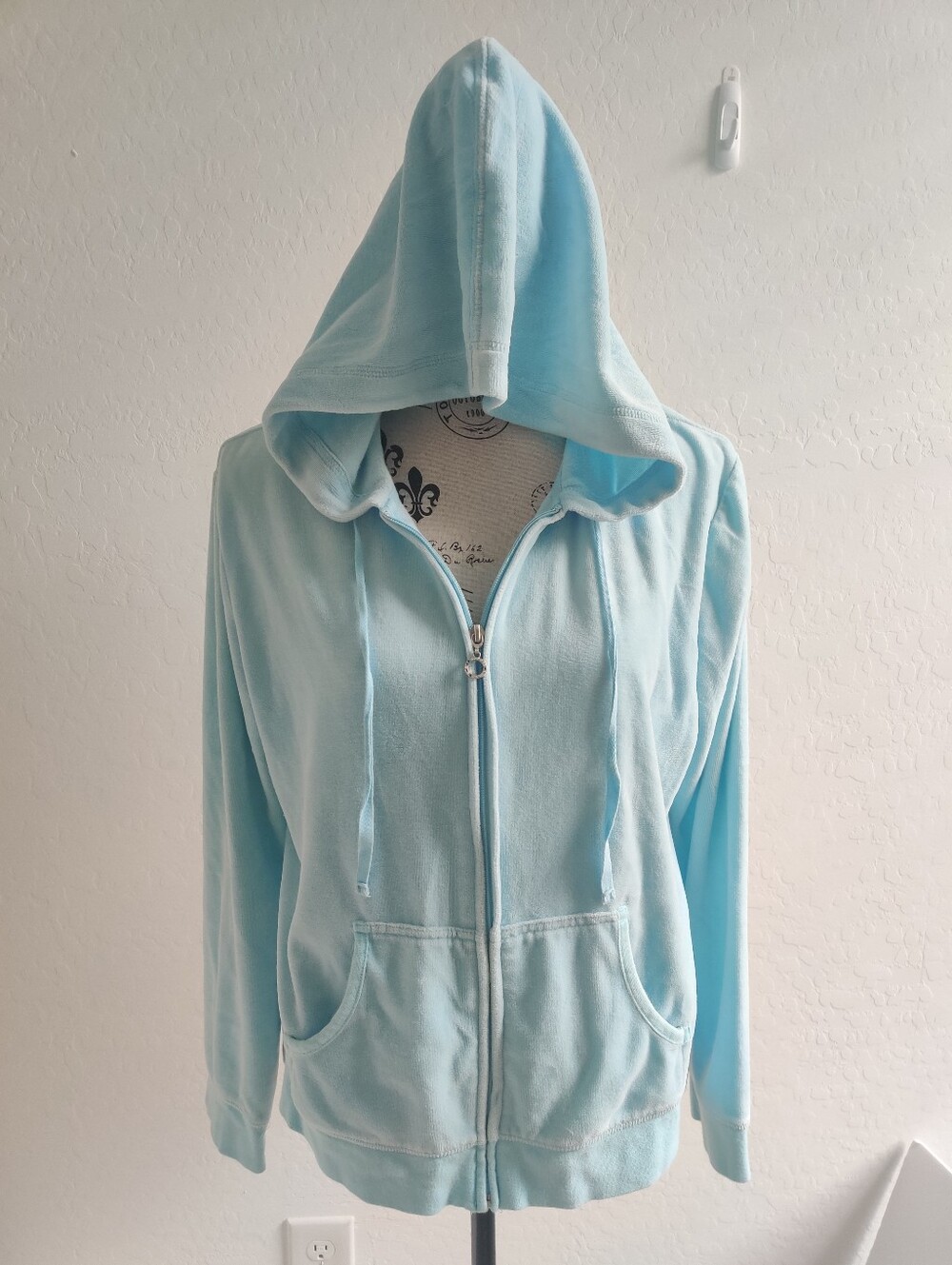 NY&Co. Womens Cozy Light sky blue Cotton-blend Hoodie Sweater Fall Athleisure_XL